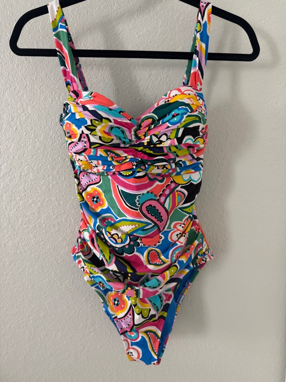 Bleu Rod Beattie Ladies Paisley One-Piece Swimsuit - Pink, Blue & Green